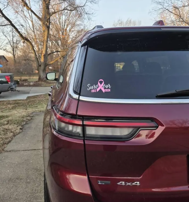 Cancer Survivor Custom Car Decal with Year