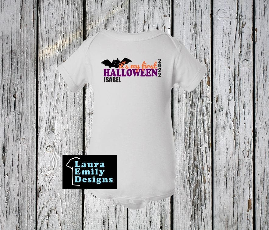 First Halloween Custom Onesie, Personalized Halloween Onesie, Baby's First Halloween, Halloween Onesie, Halloween Bodysuit, Bat, Pumpkin
