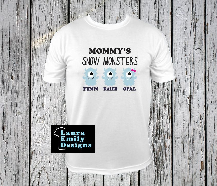 Custom Snow Monsters Shirt, Christmas Gift, Grandparent Gift, Custom Name Shirt, Grandchildren Names Shirt, Personalized Shirt with Names