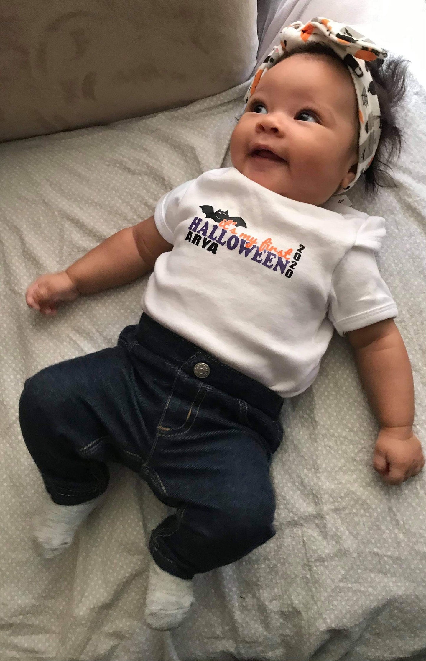 First Halloween Custom Onesie, Personalized Halloween Onesie, Baby's First Halloween, Halloween Onesie, Halloween Bodysuit, Bat, Pumpkin