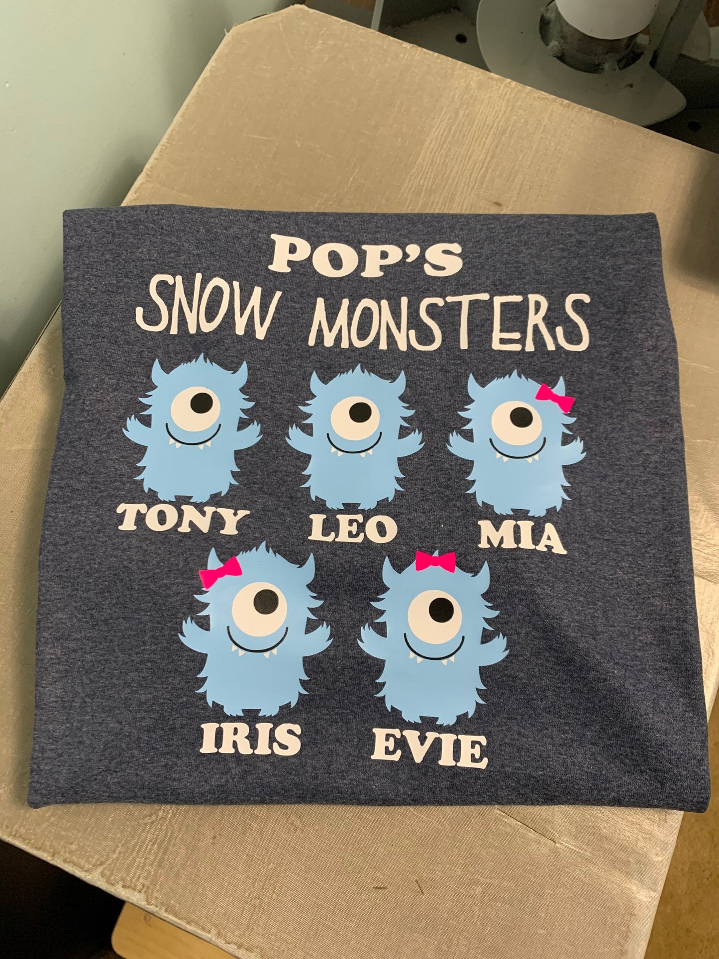 Custom Snow Monsters Shirt, Christmas Gift, Grandparent Gift, Custom Name Shirt, Grandchildren Names Shirt, Personalized Shirt with Names