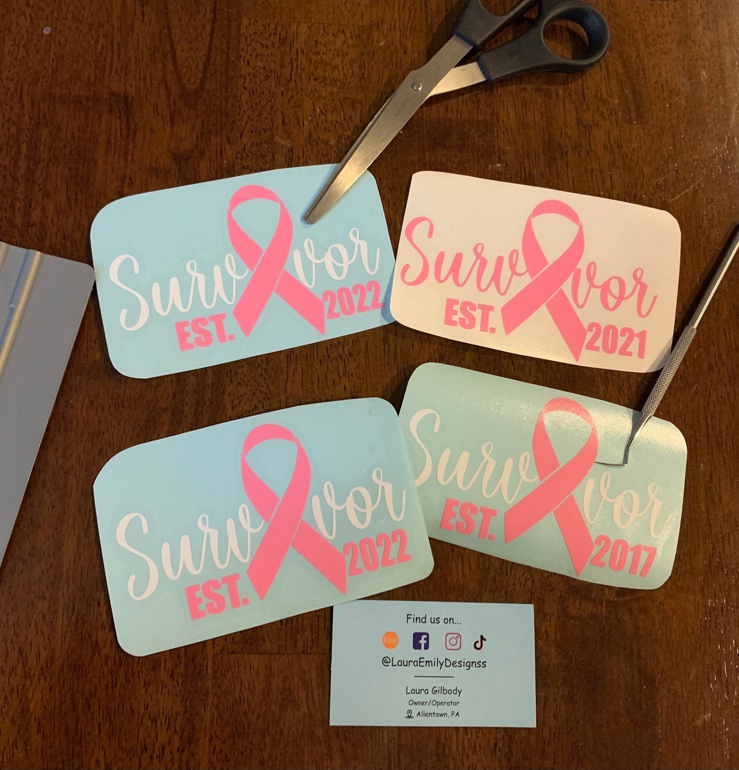 Personalized Survivor Car Decal, Cancer Ribbon Car Sticker with Year, Custom Cancer Survivor Decal, Cancer Survivor Ribbon with Year