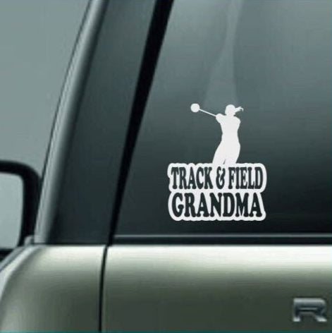 Track & Field Grandma, Track and Field Grandma Car Decal, Hammer Throw Decal, Female Hammer Thrower Decal, High School Track and Field Decal