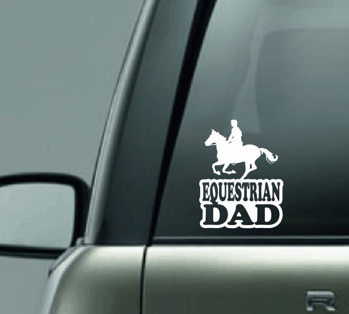 Equestrian Dad Vinyl Decal, Horseback Riding Car Decal, Horse Dad Decal, CUSTOM Male Horseback Riding Dad Vinyl Car Decal, Horse Decal