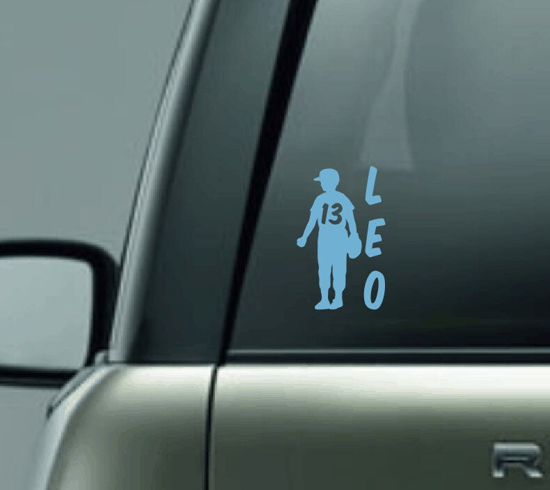 Personalized Little League Baseball Decal with Name and Number, Custom Baseball Vinyl Decal, Proud Baseball Mom Decal, Baseball Silhouette