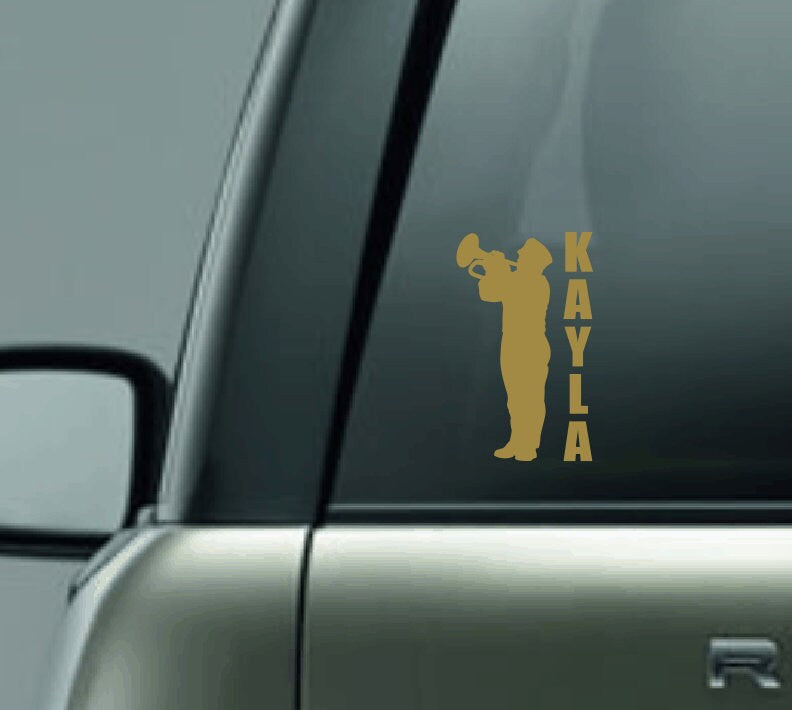 Personalized Band Vinyl Decal, Personalized Name Band Sticker, Custom Band Decal with Name, Band Mom, Band Dad, Trumpet Silhouette, Wind
