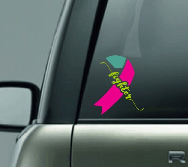 Breast Cancer Fighter Decal, Metastatic Breast Cancer Vinyl Decal, Male Breast Cancer Car Decal, Inflammatory Cancer Decal, Hereditary Decal
