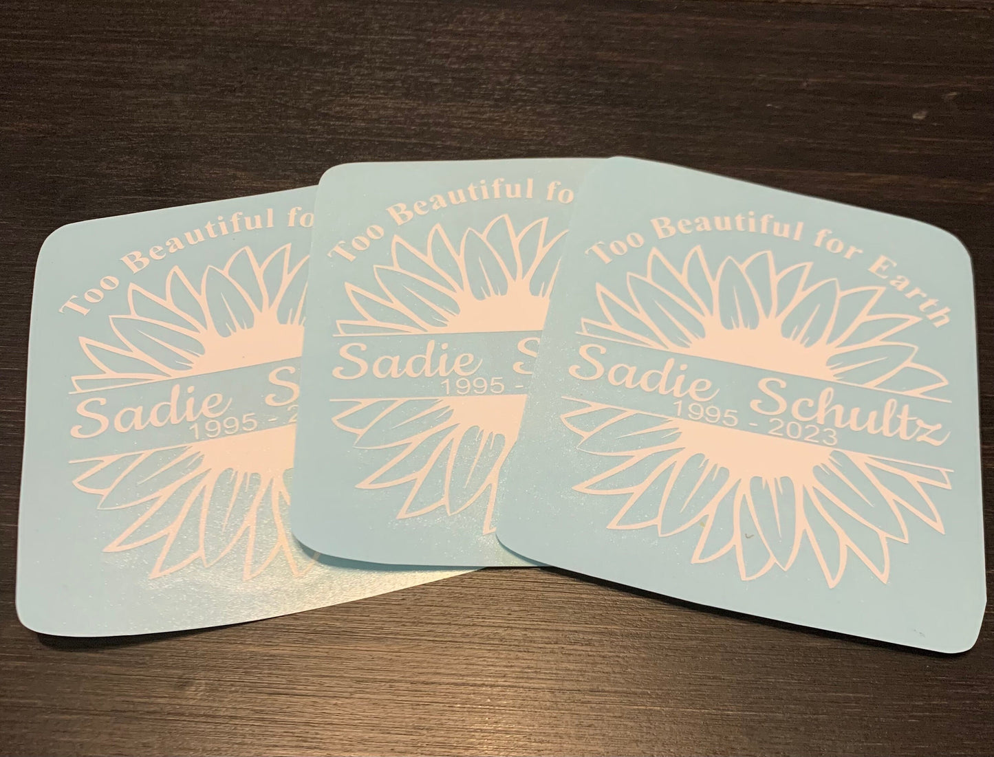Too Beautiful for Earth Custom Memory Car Decal - Sunflower