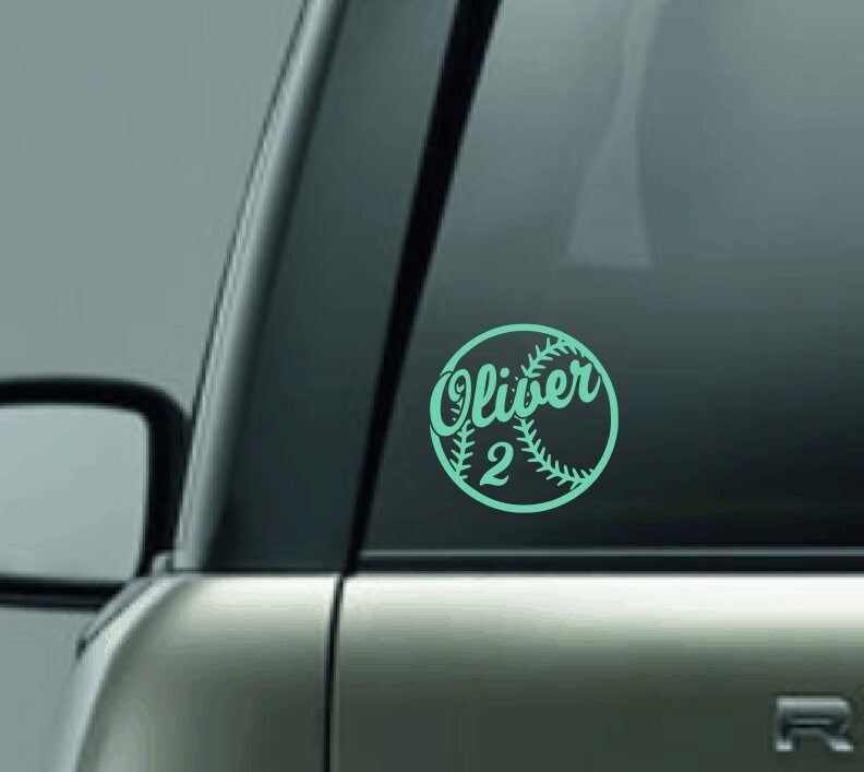 Personalized Baseball Car Decal with Player Name and Jersey Number, Custom Name Vinyl Sticker, Baseball Mom, Baseball Dad CUSTOM Vinyl Decal