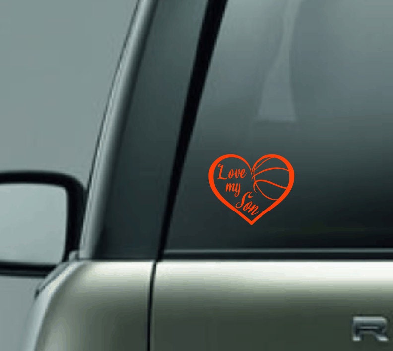 Personalized Love My Basketball Player Car Decal, Basketball Heart, CUSTOM Basketball Decal with Name, Basketball Vinyl Car Decal