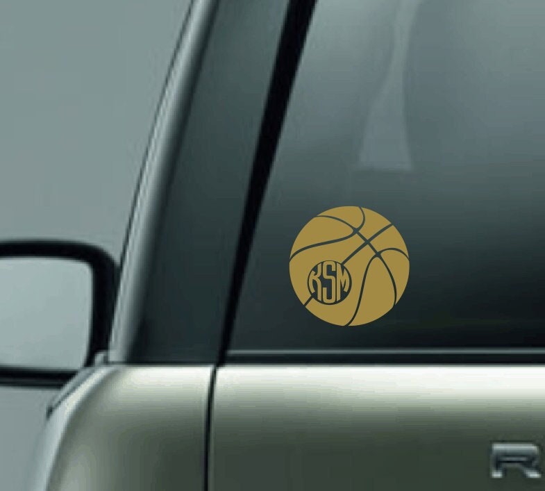 Personalized Basketball Monogram Car Decal, Name Monogram Decal, CUSTOM Basketball Decal with Initials, Initials Monogram Vinyl Sticker