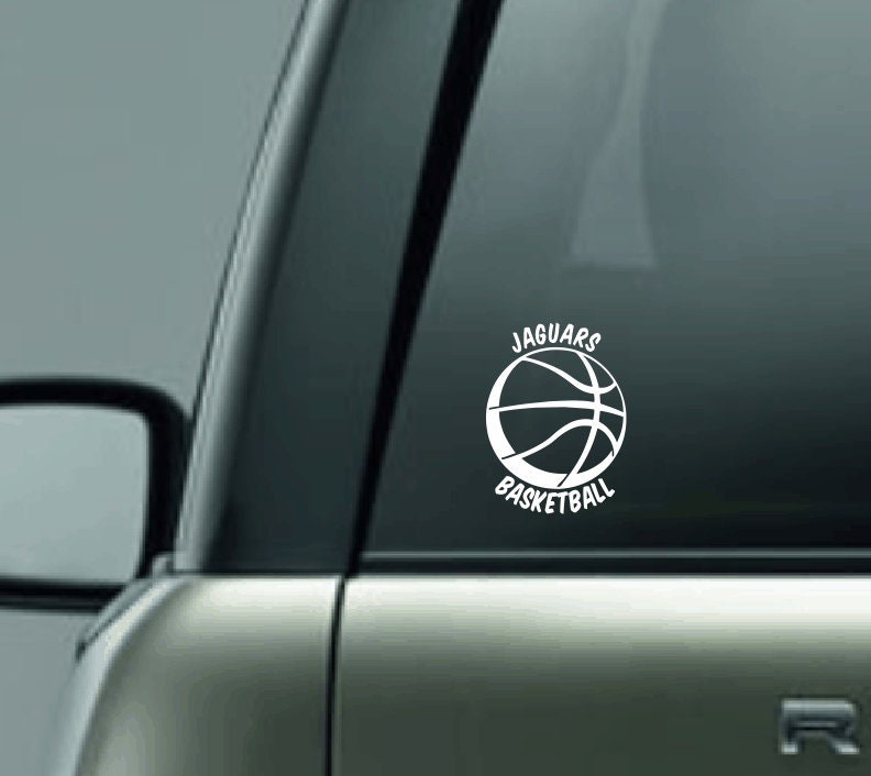Personalized Basketball Car Decal with Mascot, CUSTOM Basketball Team Decal, Girls Basketball Decal, Boys Basketball Vinyl Decal, Team