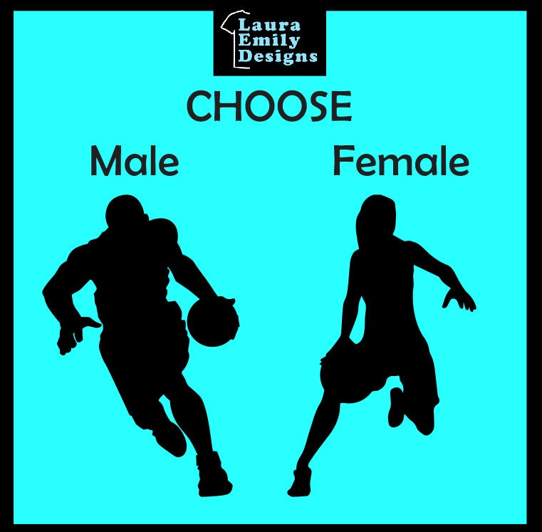 Personalized Basketball Silhouette Decal with Number, Female Basketball Player Car Decal, Male Basketball Player Vinyl Decal, CUSTOM