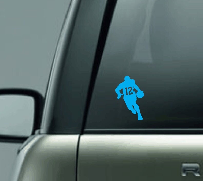 Personalized Basketball Silhouette Decal with Number, Female Basketball Player Car Decal, Male Basketball Player Vinyl Decal, CUSTOM