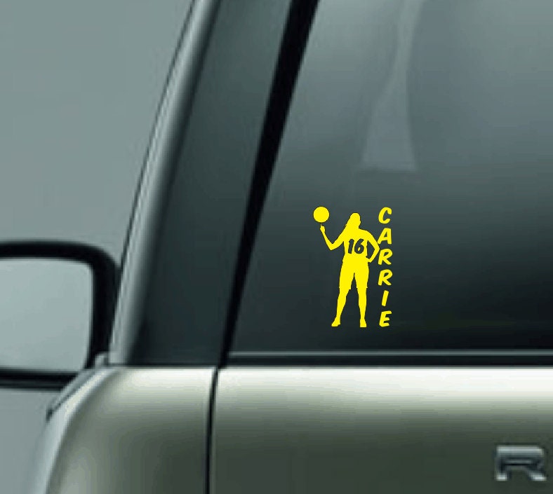 Personalized Basketball Silhouette Decal with Number and Name, Female Basketball Player Car Decal, Male Basketball Player Vinyl Decal