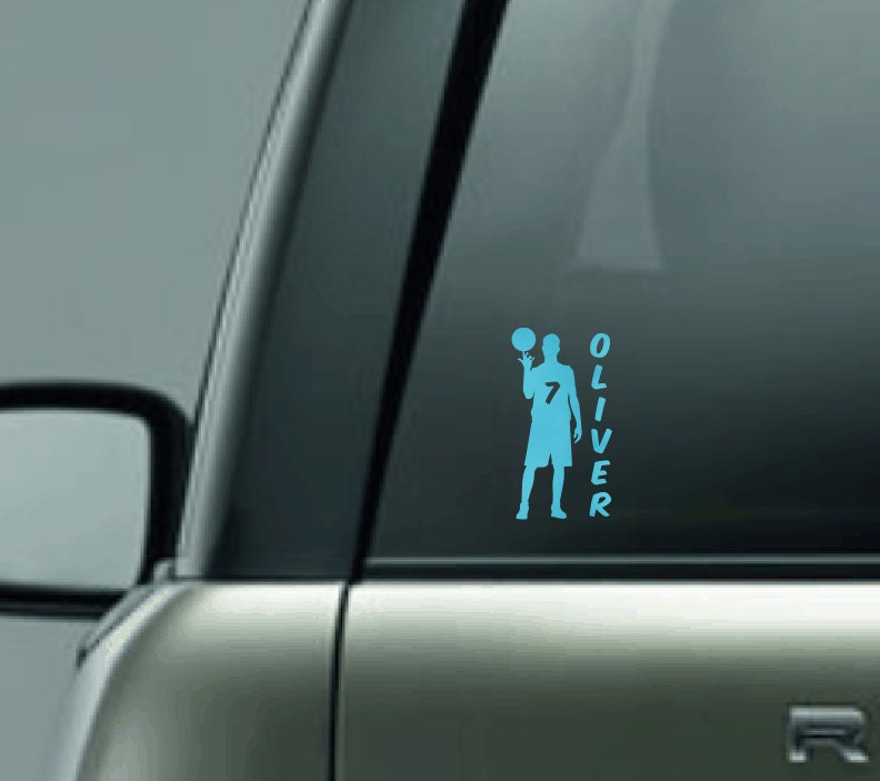 Personalized Basketball Silhouette Decal with Number and Name, Female Basketball Player Car Decal, Male Basketball Player Vinyl Decal