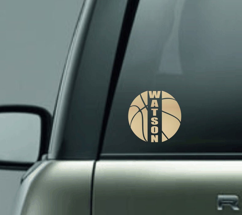 Personalized Basketball Car Decal with Name, CUSTOM Basketball Decal, Girls Basketball Decal, Boys Basketball Vinyl Decal, Vertical Name