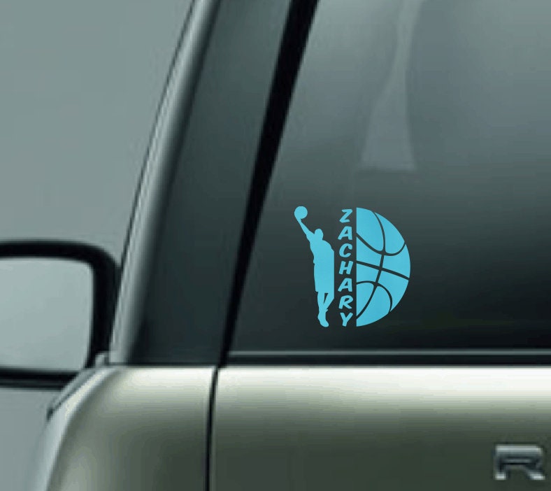 Personalized Basketball Silhouette Decal with Name, Female Basketball Player Car Decal, Male Basketball Player Vinyl Decal, CUSTOM