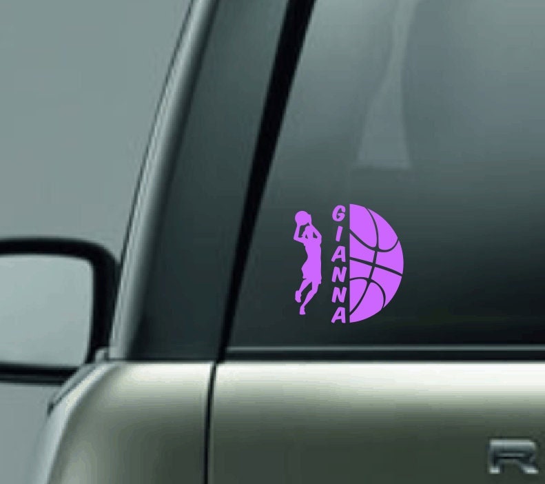Personalized Basketball Silhouette Decal with Name, Female Basketball Player Car Decal, Male Basketball Player Vinyl Decal, CUSTOM