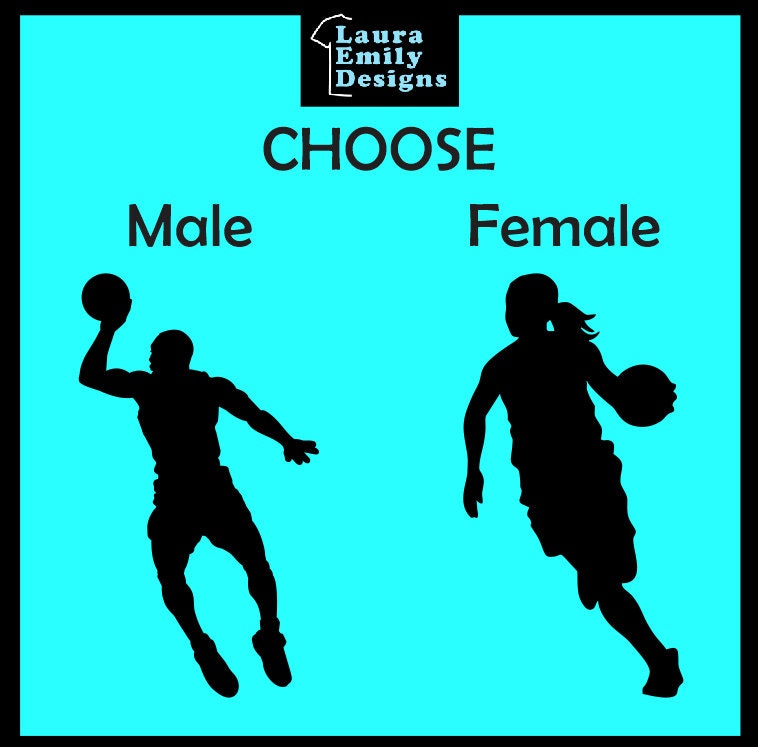 Personalized Basketball Silhouette Decal with Name, Number & School Name, Female Basketball Player Car Decal, Male Basketball Player Decal
