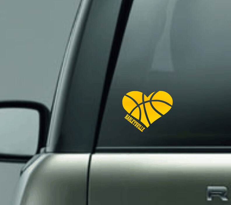 Personalized Basketball Car Decal, Basketball Heart, CUSTOM Basketball Decal with Team Name, Girls Basketball Decal, Boys Basketball Decal