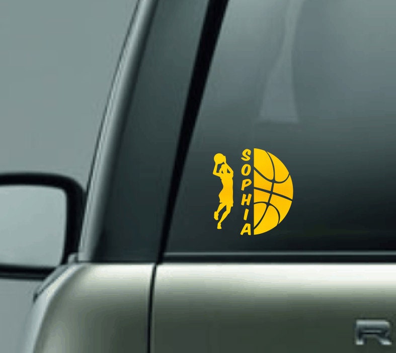 Personalized Basketball Silhouette Decal with Name, Female Basketball Player Car Decal, Male Basketball Player Vinyl Decal, CUSTOM