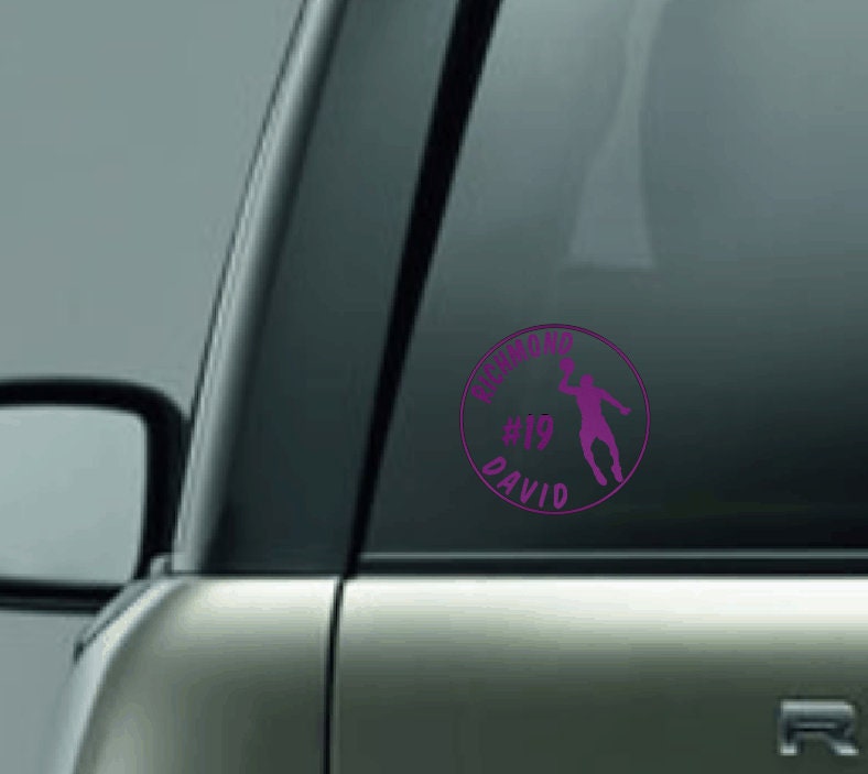 Personalized Basketball Silhouette Decal with Name, Number & School Name, Female Basketball Player Car Decal, Male Basketball Player Decal