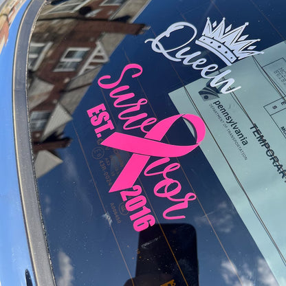 Cancer Survivor Custom Car Decal with Year