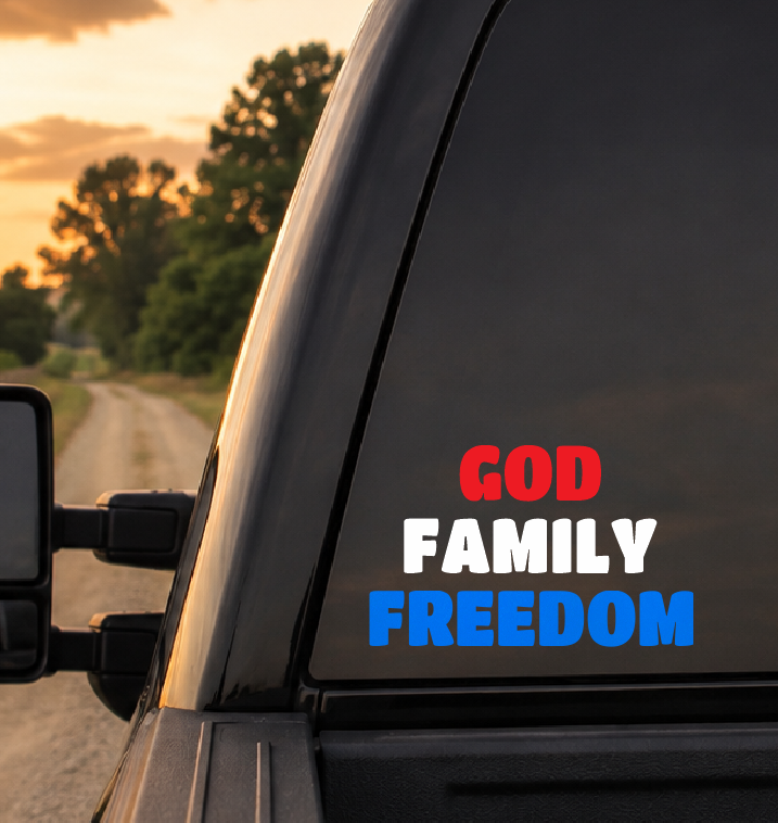 God, Family, Freedom Car Decal