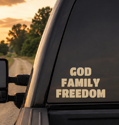 God, Family, Freedom Car Decal