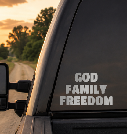 God, Family, Freedom Car Decal