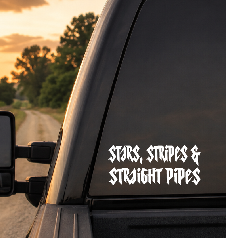 Stars, Stripes & Straight Pipes Car Decal