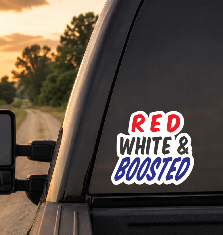 Red White and Boosted Car Decal