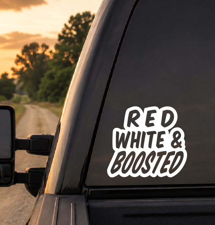 Red White and Boosted Car Decal