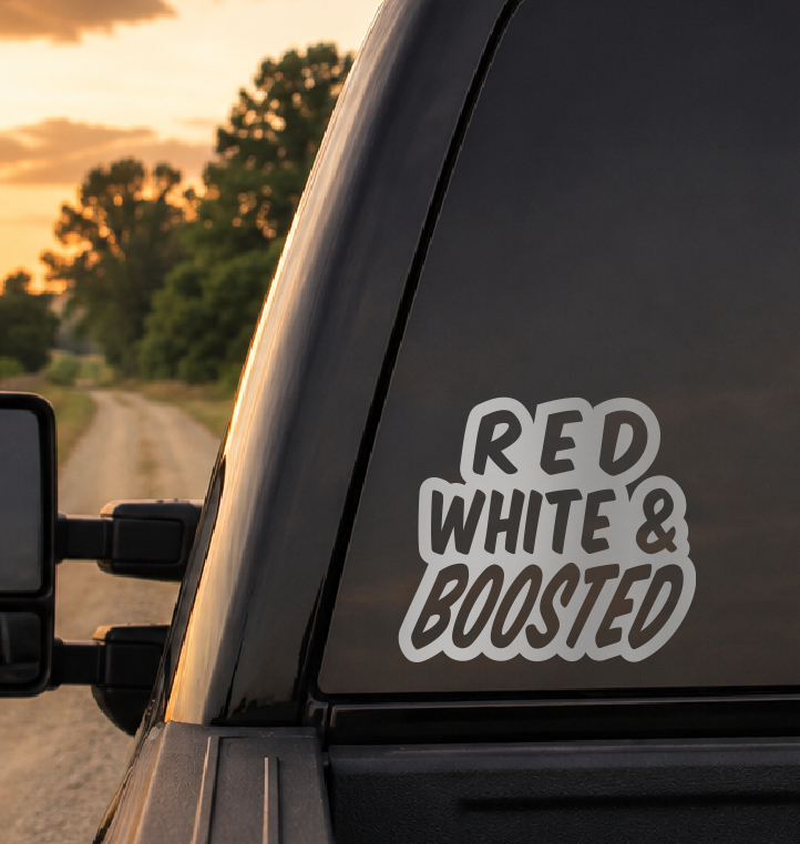 Red White and Boosted Car Decal