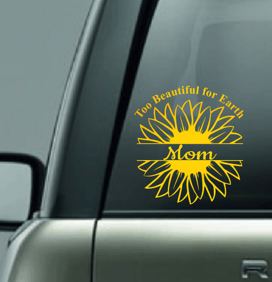 Too Beautiful for Earth Custom Memory Car Decal - Sunflower