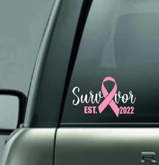 Cancer Survivor Custom Car Decal with Year