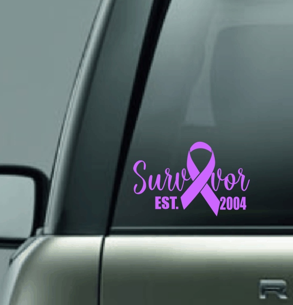 Cancer Survivor Custom Car Decal with Year