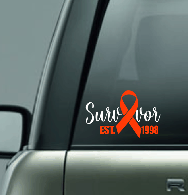 Cancer Survivor Custom Car Decal with Year