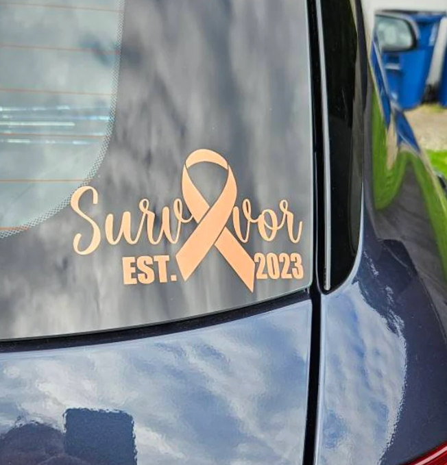 Cancer Survivor Custom Car Decal with Year