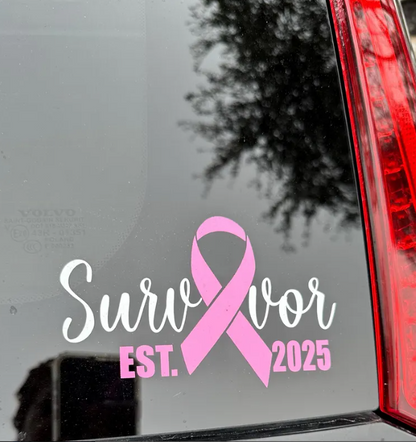 Cancer Survivor Custom Car Decal with Year