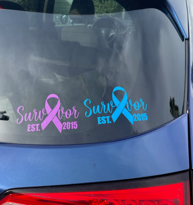 Cancer Survivor Custom Car Decal with Year