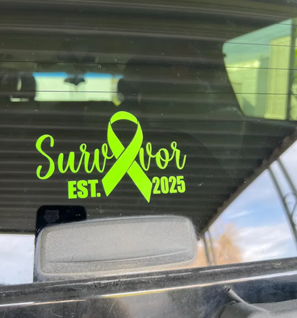 Cancer Survivor Custom Car Decal with Year