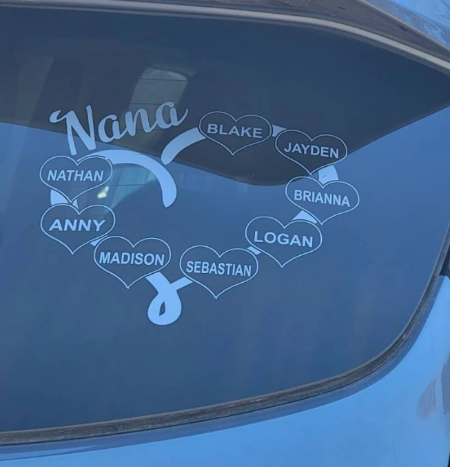 Personalized Family Heart Custom Name Decal