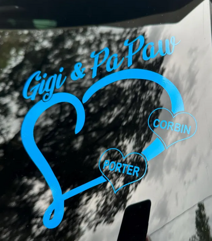 Personalized Family Heart Custom Name Decal