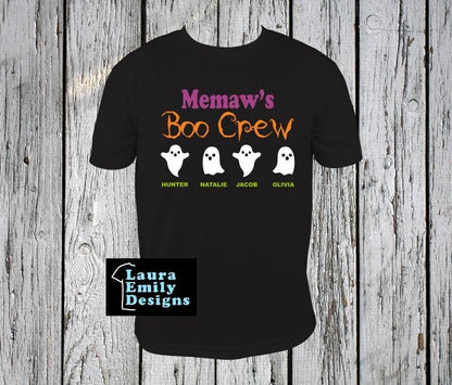 Custom Boo Crew Shirt, Grandpa's Boo Crew, Mommy's Boo Crew, Daddy's Boo Crew, Boo Crew, Ghost, Halloween, Creepy, Scary, Fall, Spider Web