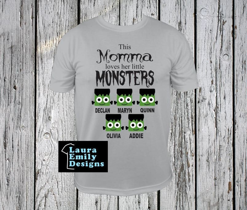 Custom Halloween Shirt, Grandma's Monsters, Monster, Frankenstein, Cute Monster, Halloween, Creepy, Scary, Custom Names, Names Halloween