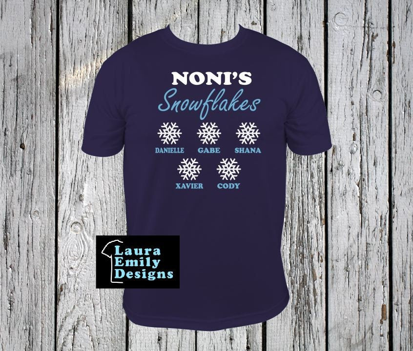 Custom Snowflakes Shirt, Christmas Gift, Grandparent Gift, Custom Name Shirt, Grandchildren Names Shirt, Personalized Shirt with Names