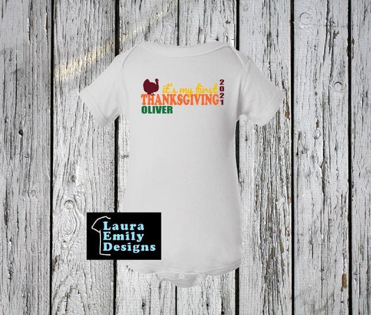 First Thanksgiving Custom Onesie, Personalized Thanksgiving Onesie, Baby's First Thanksgiving, Thanksgiving Onesie, Thanksgiving Bodysuit