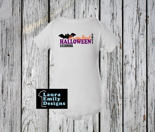 First Halloween Custom Onesie, Personalized Halloween Onesie, Baby's First Halloween, Halloween Onesie, Halloween Bodysuit, Bat, Pumpkin